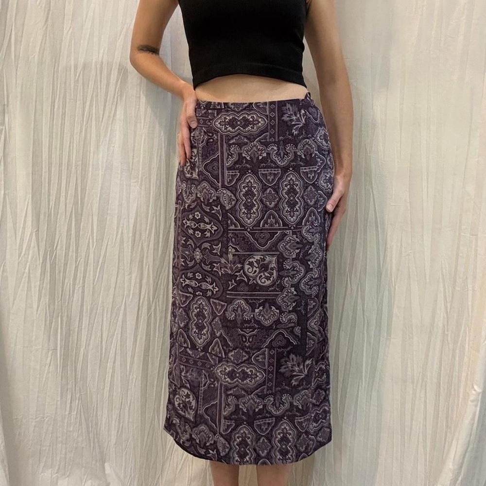 Silk Purple Paisley Midi Skirt Y2K era size 6/small